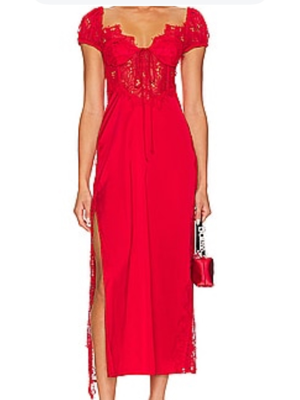 For Love & Lemons Red Lace-Trim Casey Dress XXS Tags still on the dress